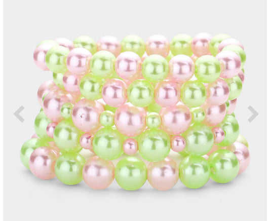 5 piece pink and green